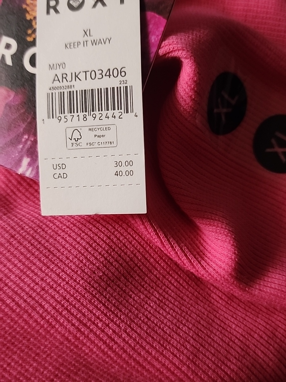 Roxy Keep It Wavy Tank Hot Pink Women's XL NWT - Picture 4 of 6